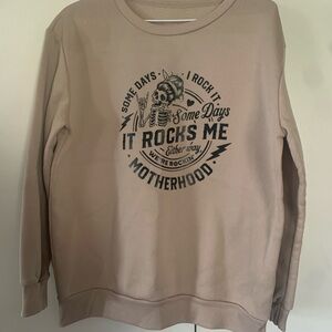 SHEIN Beige Graphic Crewneck Sweater